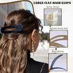 4 Pcs Flat Hair Clips for Women - Large Matte Flat Claw Clips for Thin Hair, Stylish Hair Accessories for Daily Styling, Matte Series (Navy Blue, Coffee, Gray Blue, Beige)
