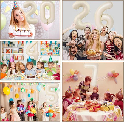 40 inch Cream White Number Balloon Giant Foil Helium Balloons Beige Number 6 - Image 4