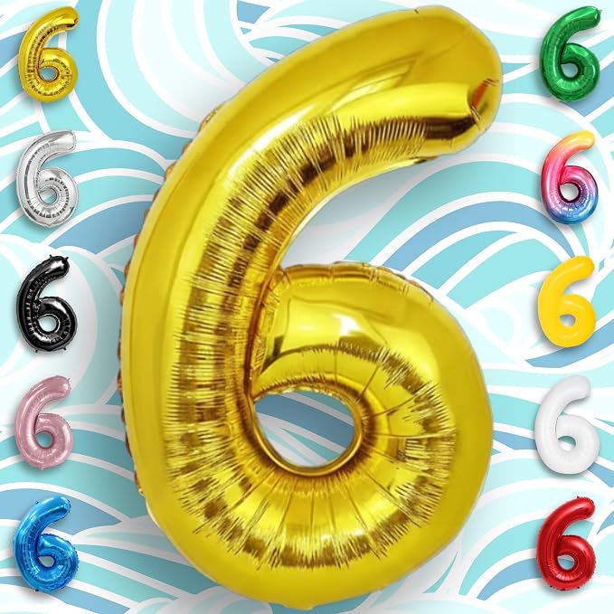 Gold Number Balloon 6 Mylar Foil Balloons 40 inch - Image 2