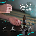 Nevlers Glass Dropper Bottle 1 Oz 100 Pack | 1oz Amber Glass Dropper Bottles with Funnels, Brushes, Labels, Markers & Shrink Wrap | Tincture Bottles with Droppers for Oils, Serums, Medicine & More