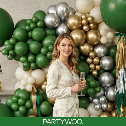 PartyWoo Dark Green Balloons 140pcs Emerald Hunter Forest Green Color | - Image 8