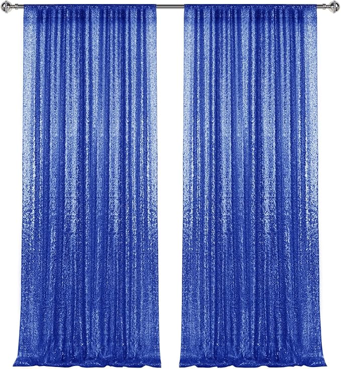 2×8FT-2PCS Royal Blue Sequin Backdrop Curtains Panels, Photography Backdrop - Image 9