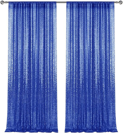 2×8FT-2PCS Royal Blue Sequin Backdrop Curtains Panels, Photography Backdrop - Image 9