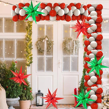 72 PCS Red and Green Star Balloons, Big 26 Inch Christmas Star Foil Balloons - Image 5