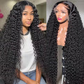 13x6 HD Deep Wave Lace Front Wigs Human Hair Glueless Wigs Human Hair Deep Wave Wig 28 Inch Lace Frontal Wigs Human Hair Deep Wave Wigs for Women Pre Plucked Curly Wig
