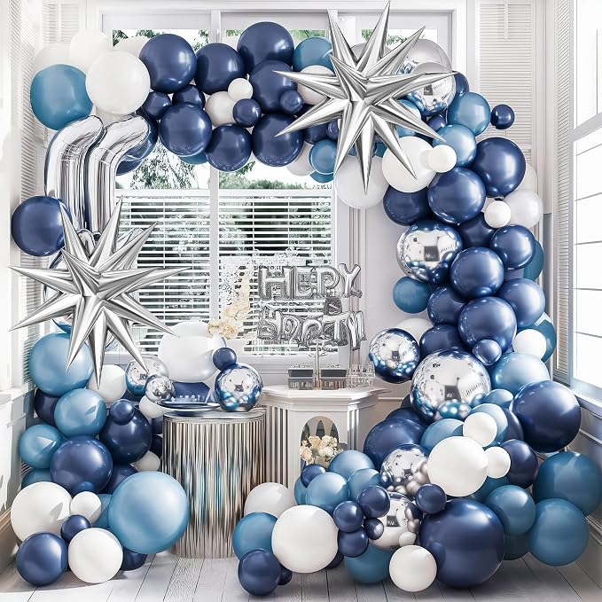 Blue Silver Balloon Arch Kit - Image 8