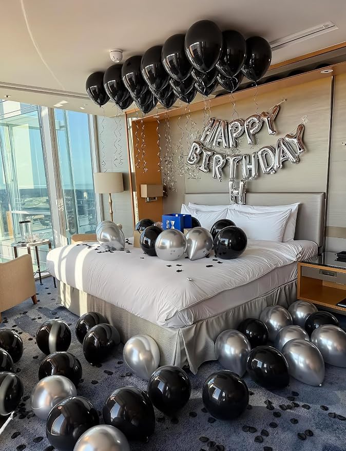 Black Balloons 50 Pcs 12 Inch Black Latex Balloons, Photo Backdrop | Black - Image 2