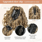 Flufymooz 100％ Pure Protein Ponytail Extension, 18 Inch Curly Claw Clip Ponytail Hair Extensions Natural Soft pony tail hairpiece for women-Dark Blonde