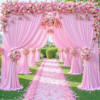 8 Panels Pink Backdrop Curtains - Image 4