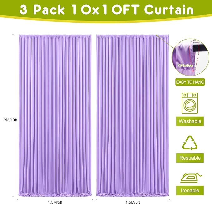 Lavender Purple Backdrop Curtain Drapes - Image 2