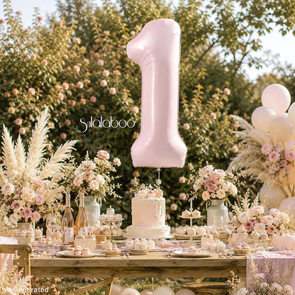 40 Inch Light Pink Number 1 Foil Big 0-9 Giant Digital Balloon | 1st - Image 4
