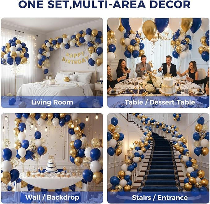 LovesTown Navy Blue Gold and White Balloons - Image 4