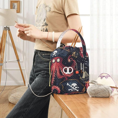 Yarn Bag Small Crochet Bag Drawstring Yarn Storage Organizer Knitting Project - Image 6