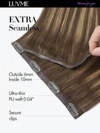 LUVME Straight Seamless 110g 7Pcs Clip in Hair Extensions Full Max with 24inch Remy Human Hair Extensions, Highlight Color 100% Real Soft Human Hair