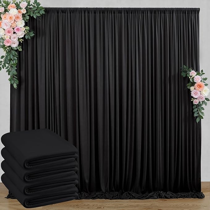 20 ft x 10 ft Wrinkle Free Black Backdrop Curtain by Outpain