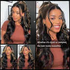 Lemoda Malaysian Body Wave 13x4 Full Lace Frontal Virgin Human Hair Wigs 210% Density Body Wave HD Transparent Lace Front Wig 24Inch Unprocessed Virgin Human Hair Natural Black