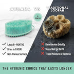 Silver Infused Silicone Body Scrubber Shower - Gentle Back Scrubber Soft Bristles - Avilana Premium Dual Sided Bath Brush Massage - Advanced Material Loofah Alternative - Gift Women Men