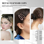 20 PCS Metal Snap Hair Clips Water Drop No Slip Barrettes for Women Bright Small Hair Clips For Thick And Thin Fine Hair,Black Tortoiseshell,1.97 x 0.5 In.