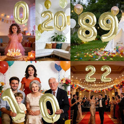 40 Inch Number 89 Balloons for 89th Birthday Party Decorations, 0-100 Champagne - Image 7