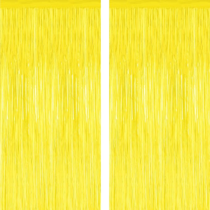 ZATAYE 2 Pack Yellow Foil Curtain Streamer Decorations | Yellow, Metallic Foil by ZATAYE