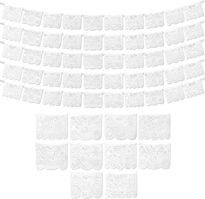 White Papel Picado Banner 5-pk by FiestaWraps