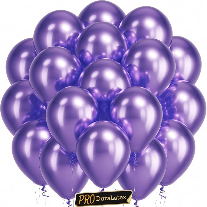 Pro Duralatex Metallic Purple Extra-Thick Balloons 120 Pack 10 inch | Metallic by Bezente