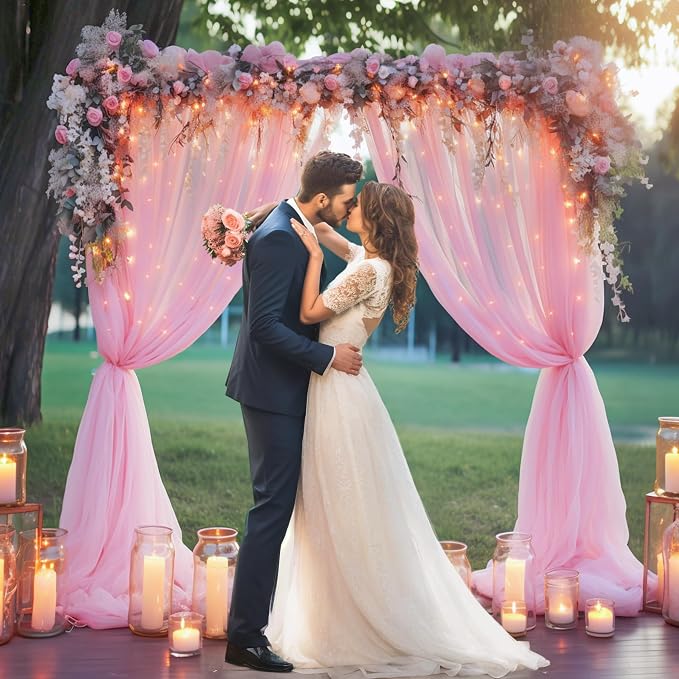 20x10ft Baby Pink Tulle Backdrop Curtain - Image 8