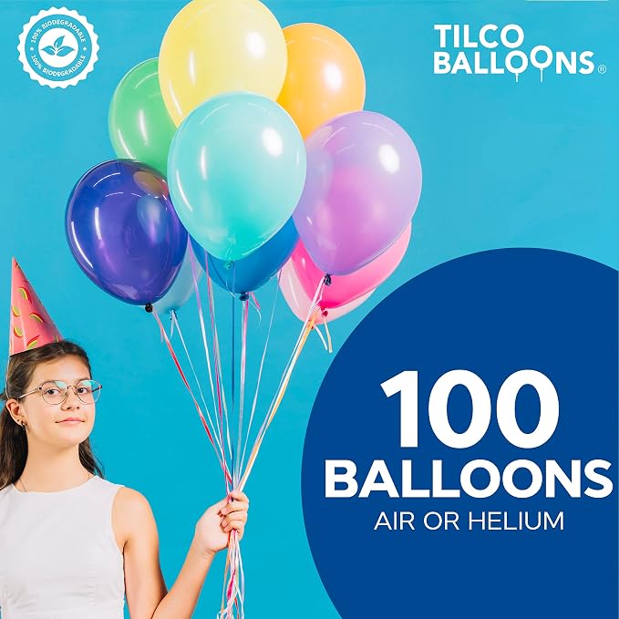 | 100 Biodegradable Latex Balloons 9 Inch | Assorted Rainbow Colors | Perfect - Image 3
