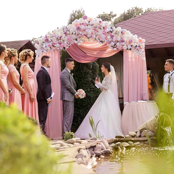 Wedding Arch Draping Fabric Backdrop Drapes 2 Panels, Blush Pink | 28.7"x20FT - Image 6
