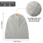 Silk Satin Lined Bonnet Sleep Cap - Adjustable Stay on All Night Hair Wrap Cover Slouchy Beanie for Curly Hair Protection for Women and Men - Solid Light Grey