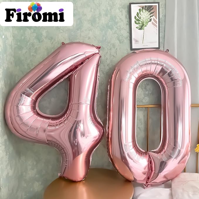 FIROMI 40 Foil Number Balloons Rose Gold 40-inch Big Mylar Balloon Numbers | - Image 3