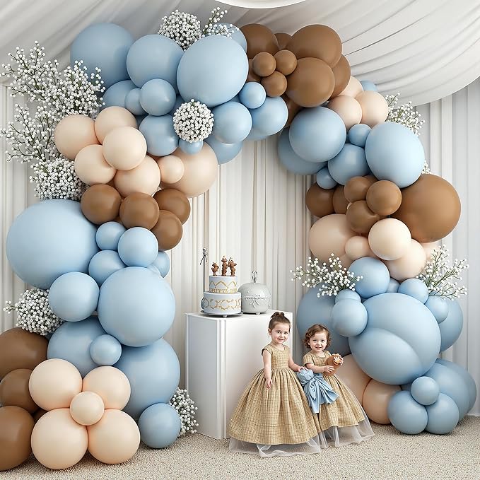 412Pcs Dusty Blue and Brown Balloon Arch Kit, 5 10 12 18inch Bear Baby Shower - Image 5