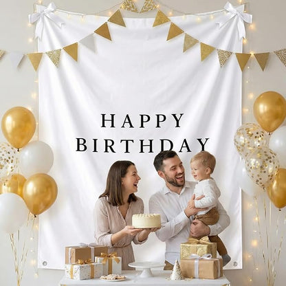 Oudain 60x78 Inch Happy Birthday Burlap Banner, Fabric Party Decorations - Image 4