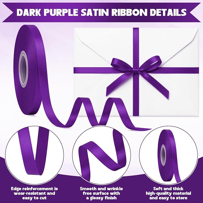 3/8In30Yards Dark Purple Thin Ribbon - Image 3