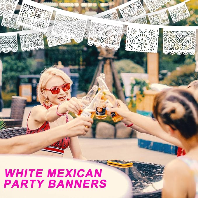 White Papel Picado Banner - Image 7