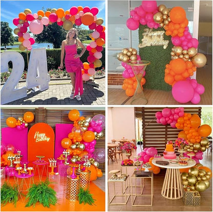 HILAVO Pink and Orange Balloons 12 Inch Pastel Hot Pink Orange Latex Balloon - Image 7