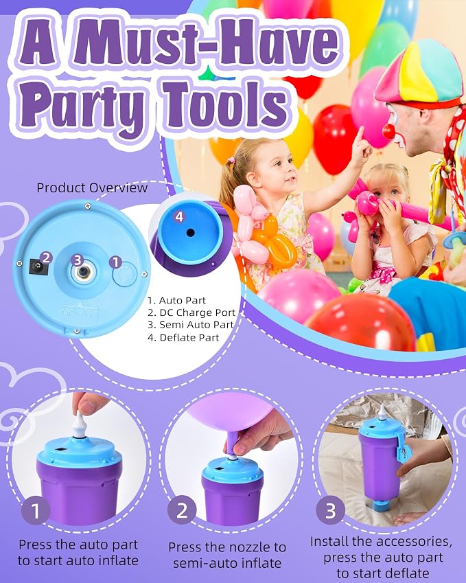 Portable Balloon Pump Electric, Rechargeable Cordless Balloon Pump Inflator - Image 5