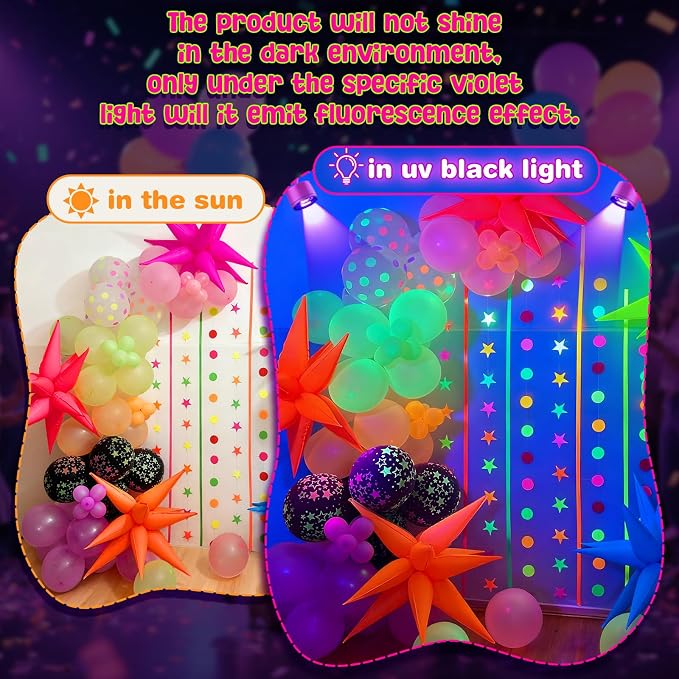 GYIPFIPA UV Neon Balloons, Glow in the Dark Party Supplies Neon Foil Explosion - Image 5