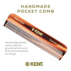 Kent A FOT Tortoise Fine Tooth Handmade Pocket Comb for Men, Women and Kids, Hair Comb Straightener for Everyday Grooming and Styling, Beard and Mustache, Saw Cut and Hand Polished, Made in England