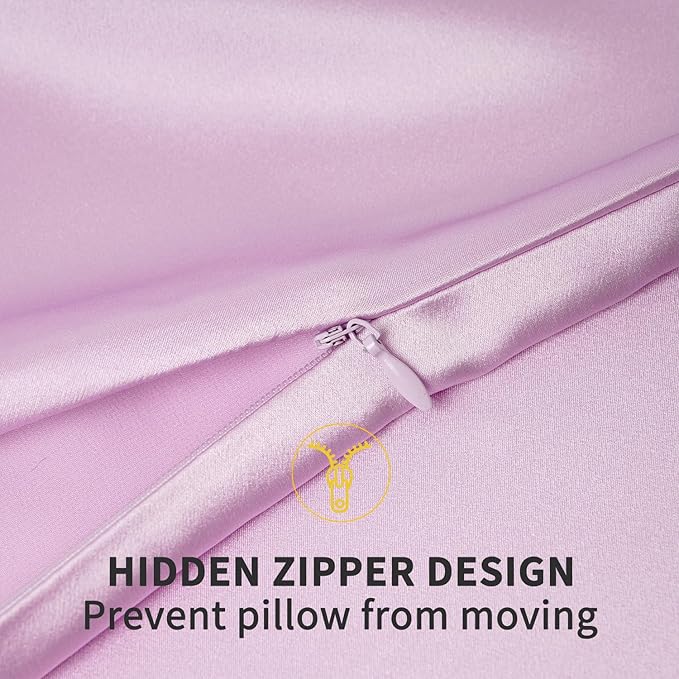 ZIMASILK 100% Pure Mulberry Silk Pillowcase for Hair and Skin Health,Soft and Smooth,Both Sides Premium Grade 6A Silk,600 Thread Count,with Hidden Zipper,1pc (King 20''x36'',Light Purple)