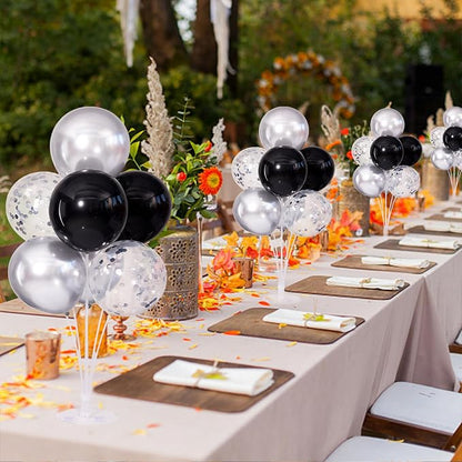Black and Silver Balloons Table Centerpieces Stand Kit - Image 2