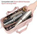 NISHEL Hair Tools Travel Carrying Bag, Portable Hair Air Wrap Dryer Case, Hair Dryer/Curling Iron/Airstraight Attachment Organizer, Pink