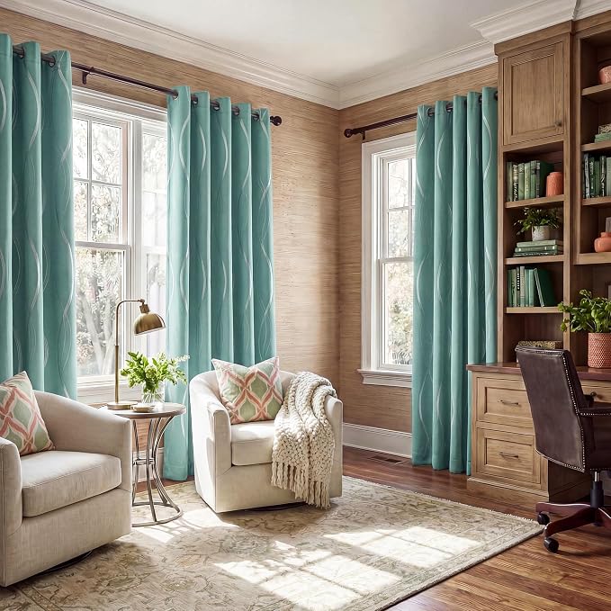 NICETOWN Aqua Blue Curtains 72 inch Long - Image 2