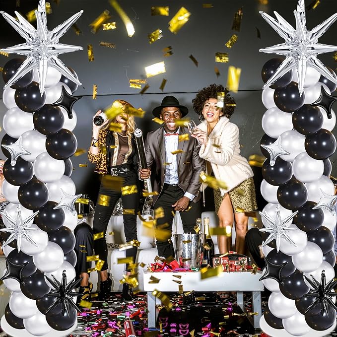 Soulchen 110 Pcs Black Silver Explosion Balloons Column Stand Kit Adjustable - Image 6