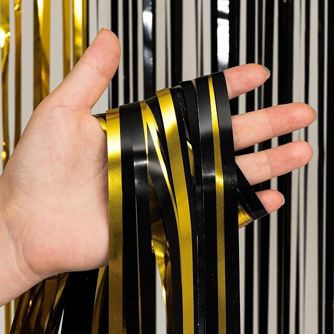 Black and Gold Party Streamers Decoration - Image 5