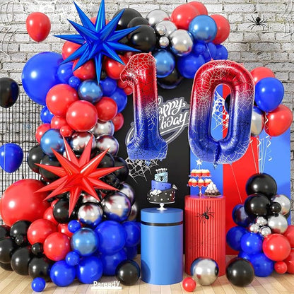 40 Inch Spider Theme Number Foil Balloons, Large Number 10 Balloons - Image 6
