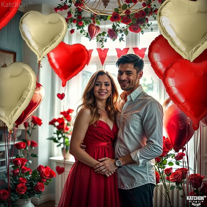 KatchOn Red and Gold Heart Balloons 18 Inch, Foil/Mylar | Helium Supported - Image 5