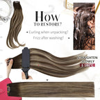 Moresoo Clip in Hair Extensions Balayage Brown Remy Human Hair Clip in Extensions Dark Brown Mixed with Caramel Blonde 7Pcs/120G 20inch
