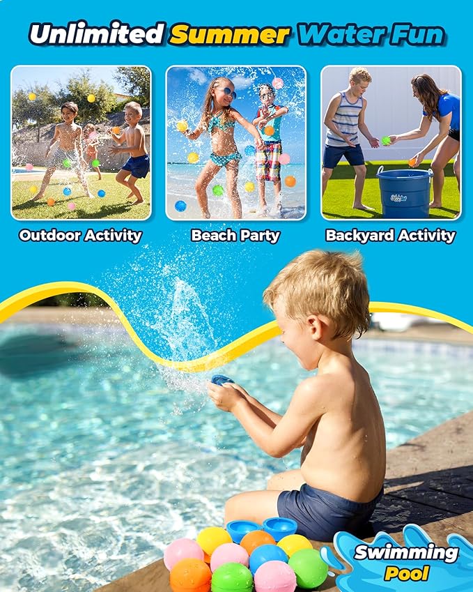 SOPPYCID 15PCS Reusable Water Balloons Quick Fill - Image 5