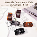 Flat Hair Clips for Women, 6 Pcs Non-Slip and Gentle Flat Claw Clips for Women with Head-Conforming Design and High-Strength Claw Grip, Versatile Colors for Chic and Elegant Look